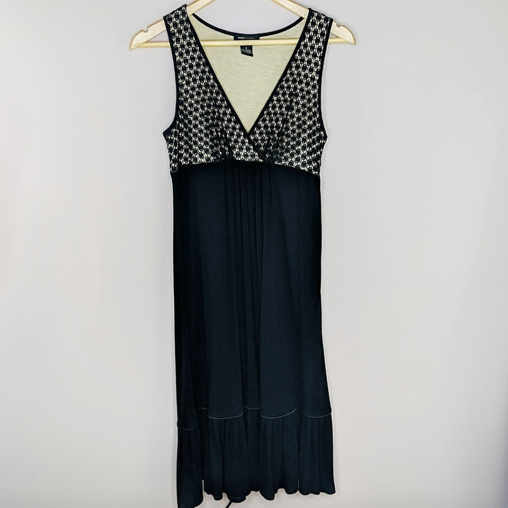 BCBGMaxAzria Sleeveless V-Neck Midi Dress